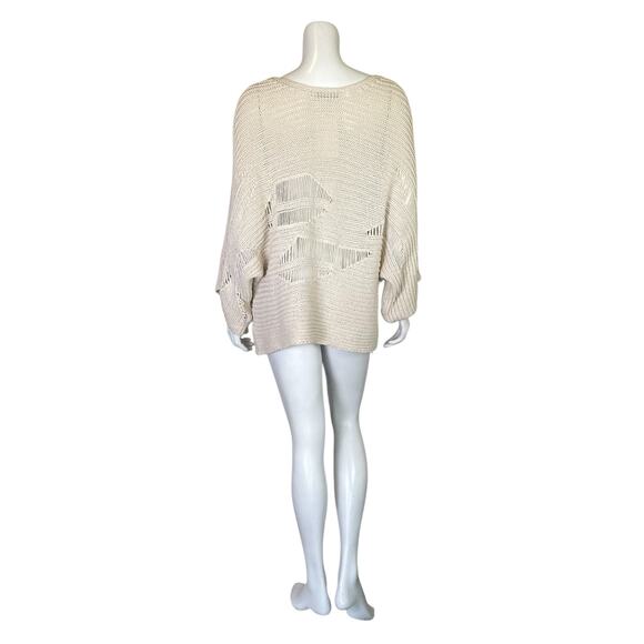 Zara | Women's Cream Knit Distressed Pullover Sweater | Size: L - Picture 4 of 5